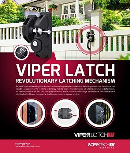 Viperx5-2 Two Sided Gate Latch Wrap Around Design For 2 In Vinyl And Aluminum Gates Padlock Lockable Reversible Push Button