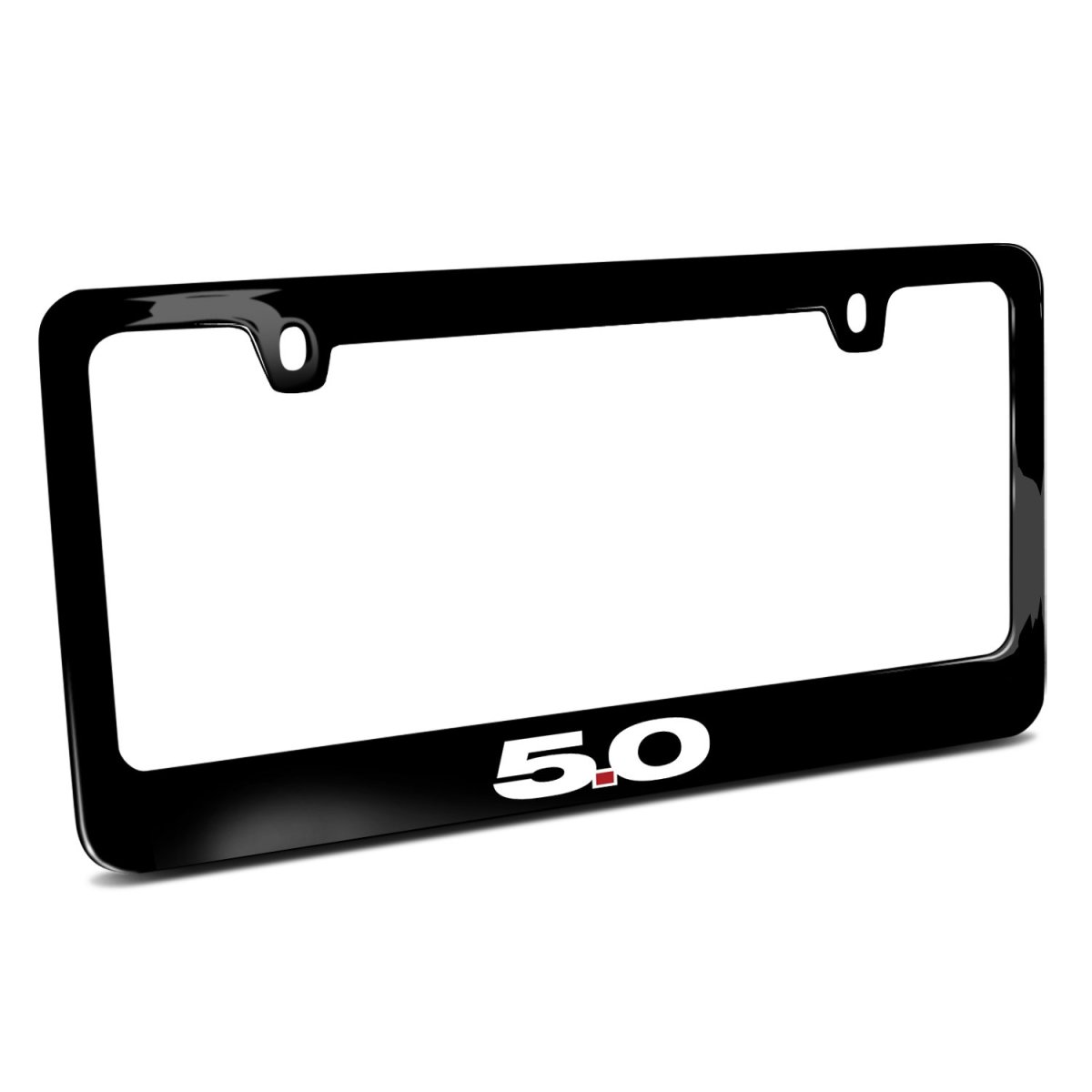 Ford Mustang 5 0 License Plate Frame Black Powder Coated Zinc Metal Uv Led Printed Logo 12 In X 6 Fits Us Standard Plates