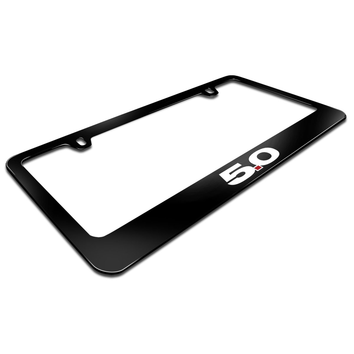 Ford Mustang 5 0 License Plate Frame Black Powder Coated Zinc Metal Uv Led Printed Logo 12 In X 6 Fits Us Standard Plates