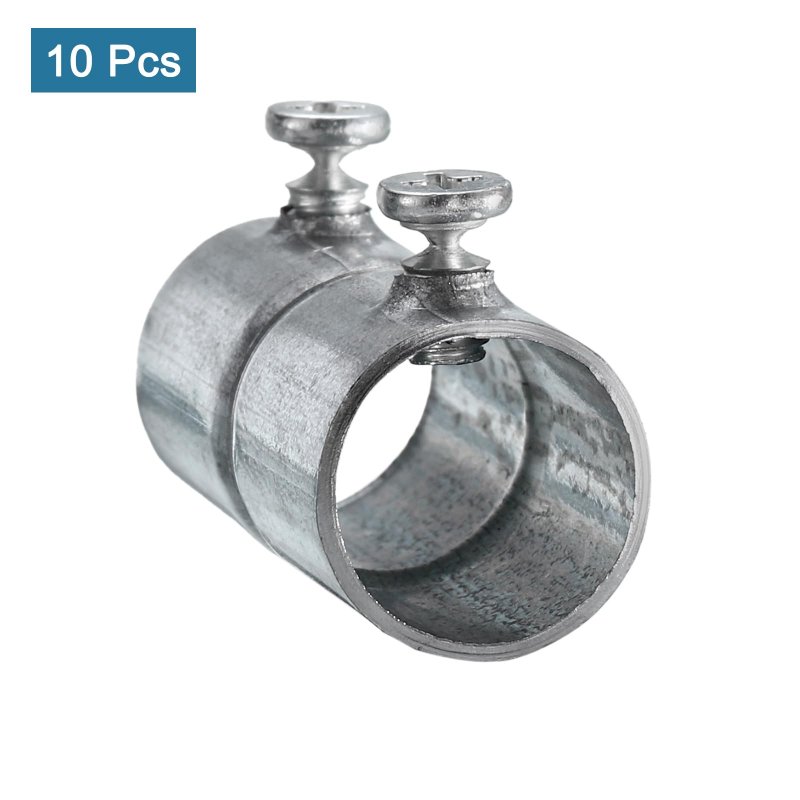 Emt Coupling 16mm 5 8 Inch Set Screw Conduit Fittings 47mm Length Electrical Pipe Connector 0 7mm Wall Thick 10 Pack
