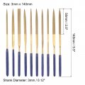 Uxcell Diamond Needle File Set 3mm X 140mm Titanium Coated Handles 10pcs Includes Round Square Cutter Double Half Flat Triangle