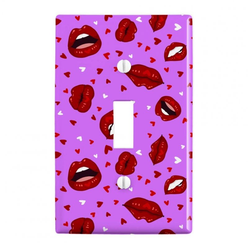 Luscious Red Lips Kiss Pattern Set Plastic Wall Decor Toggle Light Switch Plate Cover