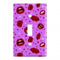 Luscious Red Lips Kiss Pattern Set Plastic Wall Decor Toggle Light Switch Plate Cover 