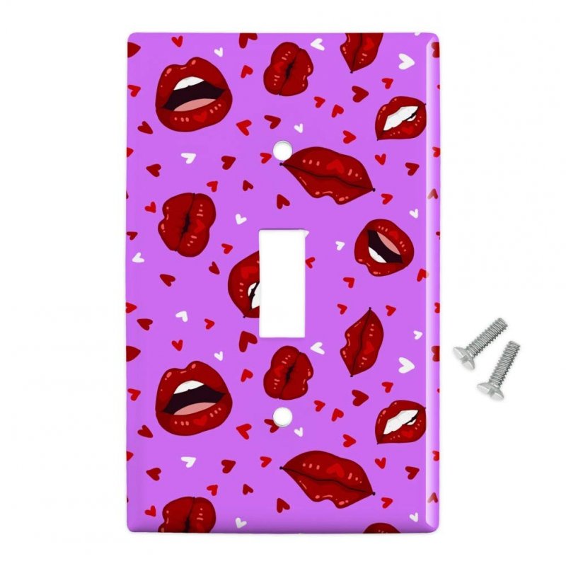 Luscious Red Lips Kiss Pattern Set Plastic Wall Decor Toggle Light Switch Plate Cover