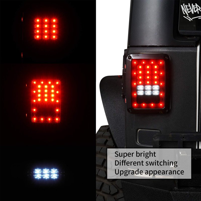 V8 God Jk Wrangler Smoke Tail Lights Assembly W Brake Light Turn Signal Reverse Lamp For 2007-2018 Jeep Unlimited