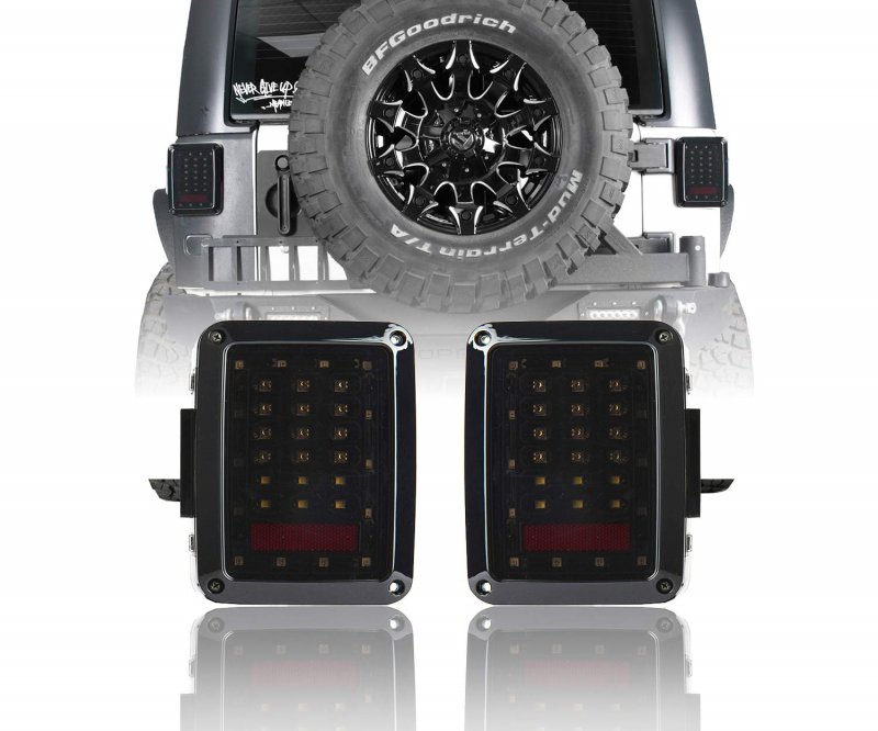 V8 God Jk Wrangler Smoke Tail Lights Assembly W Brake Light Turn Signal Reverse Lamp For 2007-2018 Jeep Unlimited