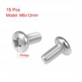 Uxcell M6x12mm Machine Screws Phillips Cross Pan Head Screw 304 Stainless Steel Fasteners Bolts 15pcs