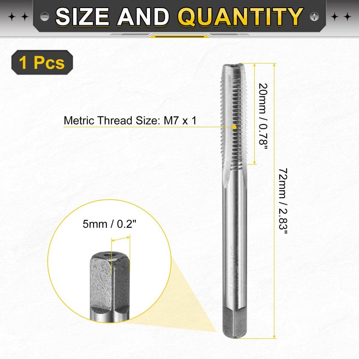 Hand Plug Tap M7 X 1 H2 Metric Thread Style Taps Straight Flute Screw Tapping Threading Tool 9crsi Alloy Steel