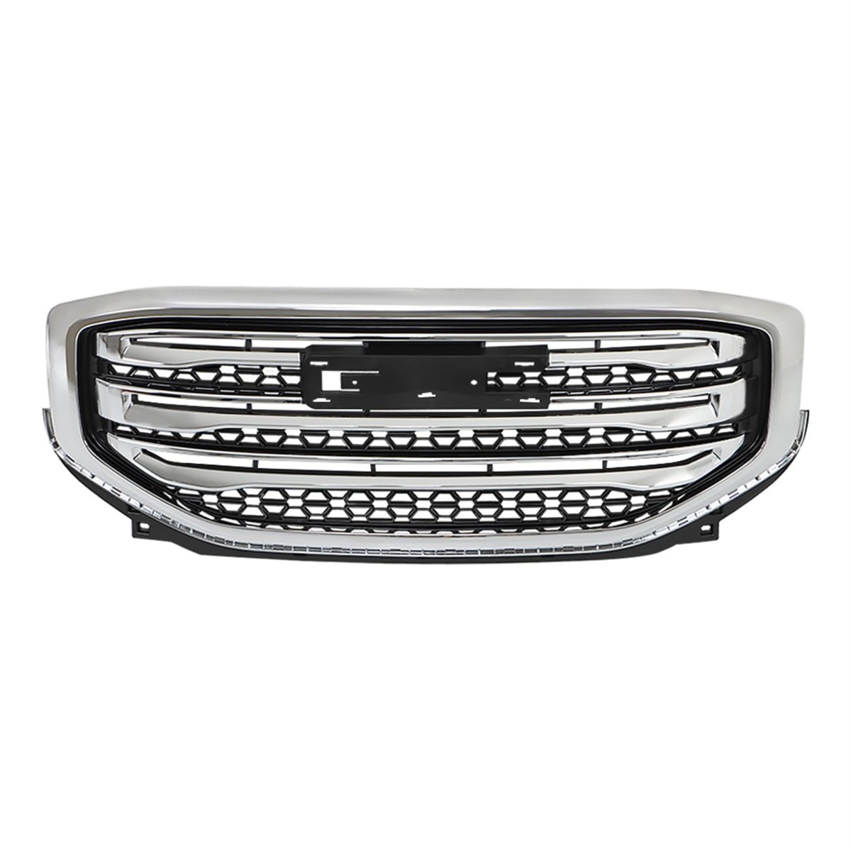 Front Upper Chrome Grille Assembly With Electroplated Strip For 2017 2018 2019 Acadia Sle Sl Sport Utility 4 Door Silver