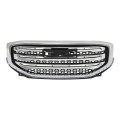 Front Upper Chrome Grille Assembly With Electroplated Strip For 2017 2018 2019 Acadia Sle Sl Sport Utility 4 Door Silver