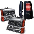 Auto Dynasty For Chevy Silverado 1st Gen 4-piece Pair Of Black Amber Corner Headlight Smoked Lens Led Tail Light 