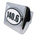 140 6 Black And White Oval All Metal Shiny Chrome Hitch Cover 