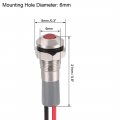 Uxcell Signal Indicator Lights Ac Dc 12v-24v 6mm Panel Mount Red Led Waterproof Metal Shell Warning Lamps 5pcs Lamp For