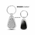 Ipick Image Made Clear Dome Real Silver Carbon Fiber Chrome Metal Teardrop Key Chain With Logo For Ford F-150