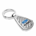 Ipick Image Made Clear Dome Real Silver Carbon Fiber Chrome Metal Teardrop Key Chain With Logo For Ford F-150