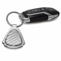 Ipick Image Made Clear Dome Real Silver Carbon Fiber Chrome Metal Teardrop Key Chain With Logo For Ford F-150