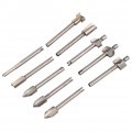 10pcs 1 8 3mm Shank Mini Hss Router Wood Milling Cutter Trimming Bits Files Compatible With Most Rotary Tool Set