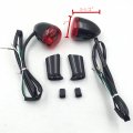 Httmt Mt224-017r-bk Red Heavy Billet Aluminum Rear Turn Signal Light Indicator Red Lens With Long Black Metal Brackets