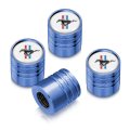 Ford Mustang Tri-bar Tire Valve Stem Caps White On Blue Cylinder Style Aluminum Official Licensed Set Of 4 Universal Fit For 