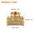 Uxcell Brass Tee Pipe Fitting 1 2 X Npt 3 Way T-connector For Gas Transport Connect Pipelines 1pcs