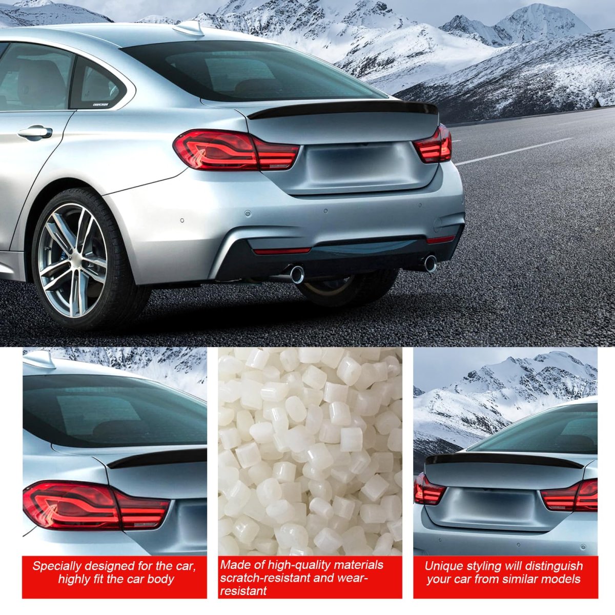 Adjustable Rear Spoiler Wing Black Abs For Bmw 4 Series 420i 428i 430i 435i 440i 2014 To 2018
