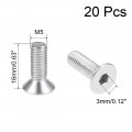 Uxcell M5x16mm Flat Head Machine Screws Inner Hex Screw 304 Stainless Steel Fasteners Bolts 20pcs