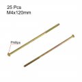 Uxcell M4 X 120mm Male Thread Phillips Pan Head Bolt Screw For Double Bed Furniture Tv Rack Wall Hanging 25pcs