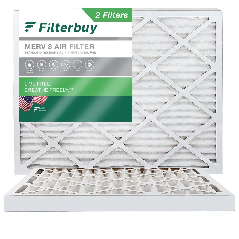 Filterbuy 17x22x2 Air Filter Merv 8 Dust Defense 2-pack Pleated Hvac Ac Furnace Filters Replacement Actual Size 16 50 X 21 1 75
