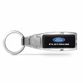 Ipick Image Made For Ford Platinum Black Leather Insert Detachable Ring Chrome Metal Belt Slide Premium Key Chain
