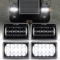 Auxbeam 4x6 Led Headlights Rectangular Headlamps Hi Lo Sealed Beam With Drl Dot Approved Replacement H4651 H4652 H4656 H4666 