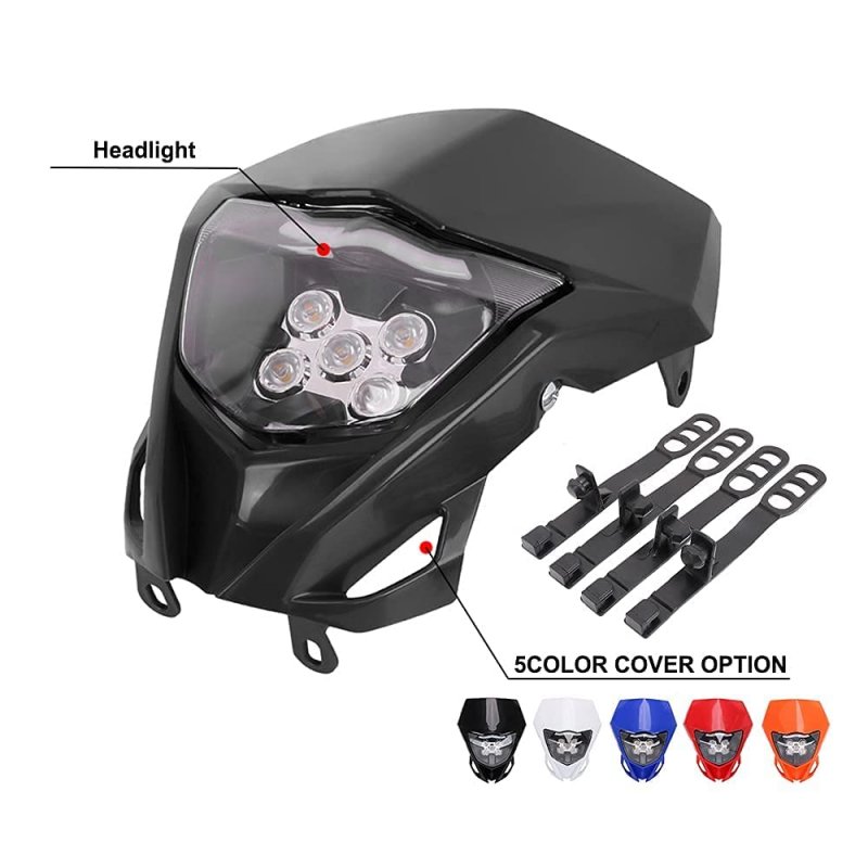 Universal Led Dirt Bike Headlight 12v 25w For Yz Yzf Wr 125 250 450 Waterproof Front Lamp Most Pit Enduro Blue