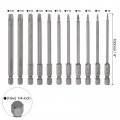 Uxcell 11pcs T6-t40 Torx Security Screwdriver Bit Set S2 Steel Magnetic Tamper Resistant Star Drive Drill Long 1 4 Inch Hex