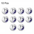 Uxcell Hex Lock Nuts M5 X 0 8mm 304 Stainless Steel Nylon Insert Self-locking For Fasteners 10pcs Silver Tone
