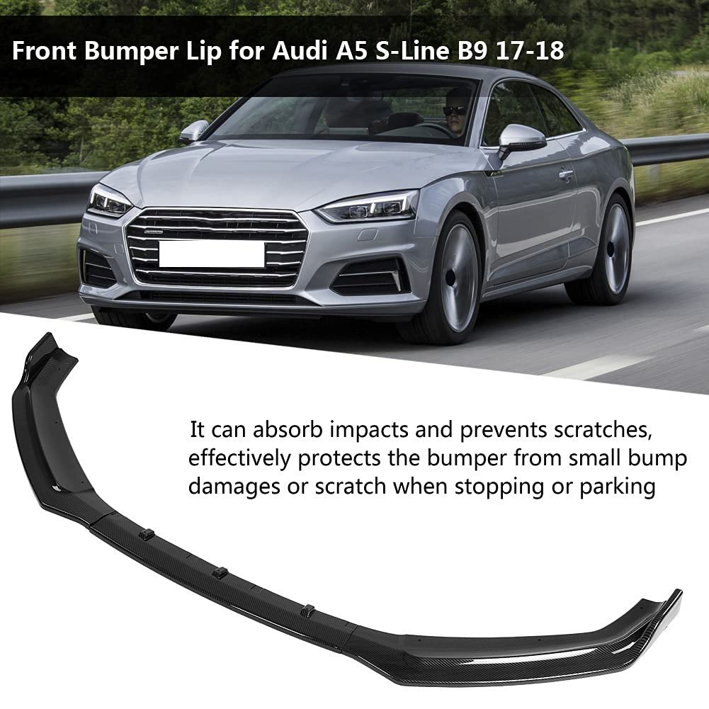 Car Front Bumper Lip Spoiler For B9 17-18 3pcs Abs Plastic Racing Style Easy Install Protective Effect Premium Quality Great