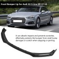 Car Front Bumper Lip Spoiler For B9 17-18 3pcs Abs Plastic Racing Style Easy Install Protective Effect Premium Quality Great