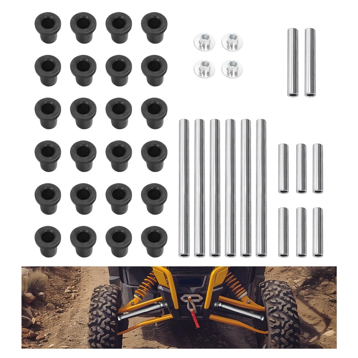 A Control Arm Bushing Kit For 2008 2014 Polaris Rzr 800 S 4 Replacement Aab P Rzr800 K1 003 Front And Rear Steel Nylon Set