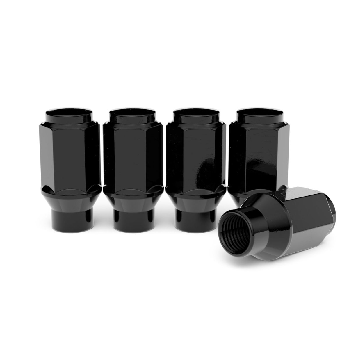 24pcs Black Bulge Lug Nuts Metric 14x1 5 Thread Size 1 75 Inch Length Et Style Cone Conical Taper Seat Shank Closed End For