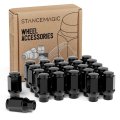 24pcs Black Bulge Lug Nuts Metric 14x1 5 Thread Size 1 75 Inch Length Et Style Cone Conical Taper Seat Shank Closed End For