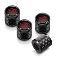 Dodge Demon Red Logo In Black On Real Carbon Fiber Barrel Premium Anodized Aluminum Tire Valve Stem Caps Set Of 4 