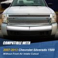 Auto Dynasty Non Air Intake Cutout Front Bumper Impact Face Bar Compatible With Chevy Silverado 1500 2007-2013 Polished Chrome