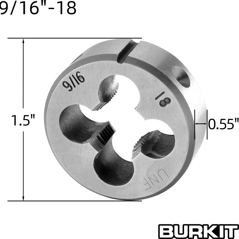9 16-18 Unf Tap And Die Set Machine Thread Round Right Hand High Speed Steel Alloy Tool For Metal Threading