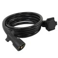 7-way 7-pin Trailer Extension Cord-10ft 7 Blade Plug Double Prongs Connector
