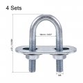 Uxcell Round U-bolts 4 Sets 0 63 16mm Inner Width 46mm Length Steel M6 With Nut Plate Washer