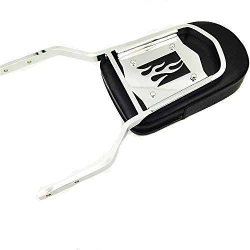 Motorcycle Chrome Flame Fire Backrest Sissy Bar With Pad For Shadow Ace 1100 Tourer And Sabre 17 In Height Steel Construction