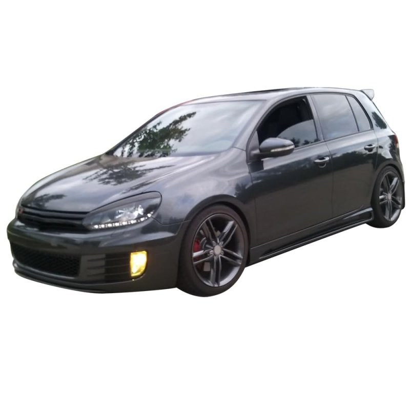 Ikon Motorsports Side Skirts For 2010-2014 Vw Golf Rg Style Unpainted Black Poly-urethane Rocker Panel Extension Bottom Line
