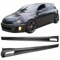 Ikon Motorsports Side Skirts For 2010-2014 Vw Golf Rg Style Unpainted Black Poly-urethane Rocker Panel Extension Bottom Line