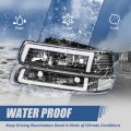 Auto Dynasty 4pcs L-led Drl Headlights And Bumper Lamps Compatible With Chevy Silverado Suburban 1500-3500 Tahoe 1999-2006