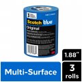 Scotch Painter S Tape Original Multiurface S 1 88 Inches X 60 Yards 3 Rolls Blue Paint Protects Surfaces And Removes Easily