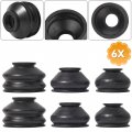 6pcs Universal Ball Joint Rubber Dust Boot Cover Track Tie Turn Rods Ends Set Car Suspension Steering Parts Accessories