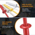 50 Pcs 1 8 In X 3 4 Round Head Blind Rivets Zinc Plated Carbon Steel Grip And Mandrel Cap Fasteners Red